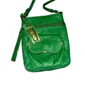 B. Makowsky East/West Green Leather Crossbody Bag